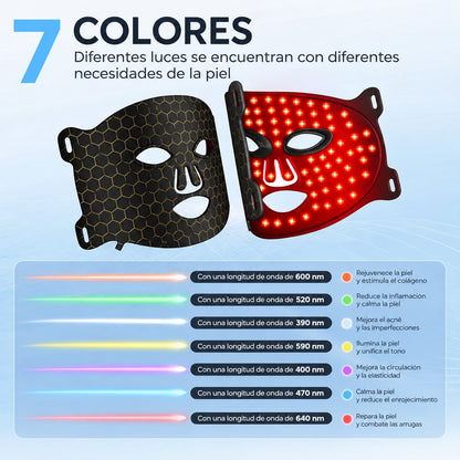 Máscara facial LED con Terapia de Luz Roja para la Cara y la Piel
